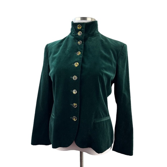Lauren Ralph Lauren Velvet Blazer Jacket Holiday Green Button Size 16 H13855 - Picture 3 of 12